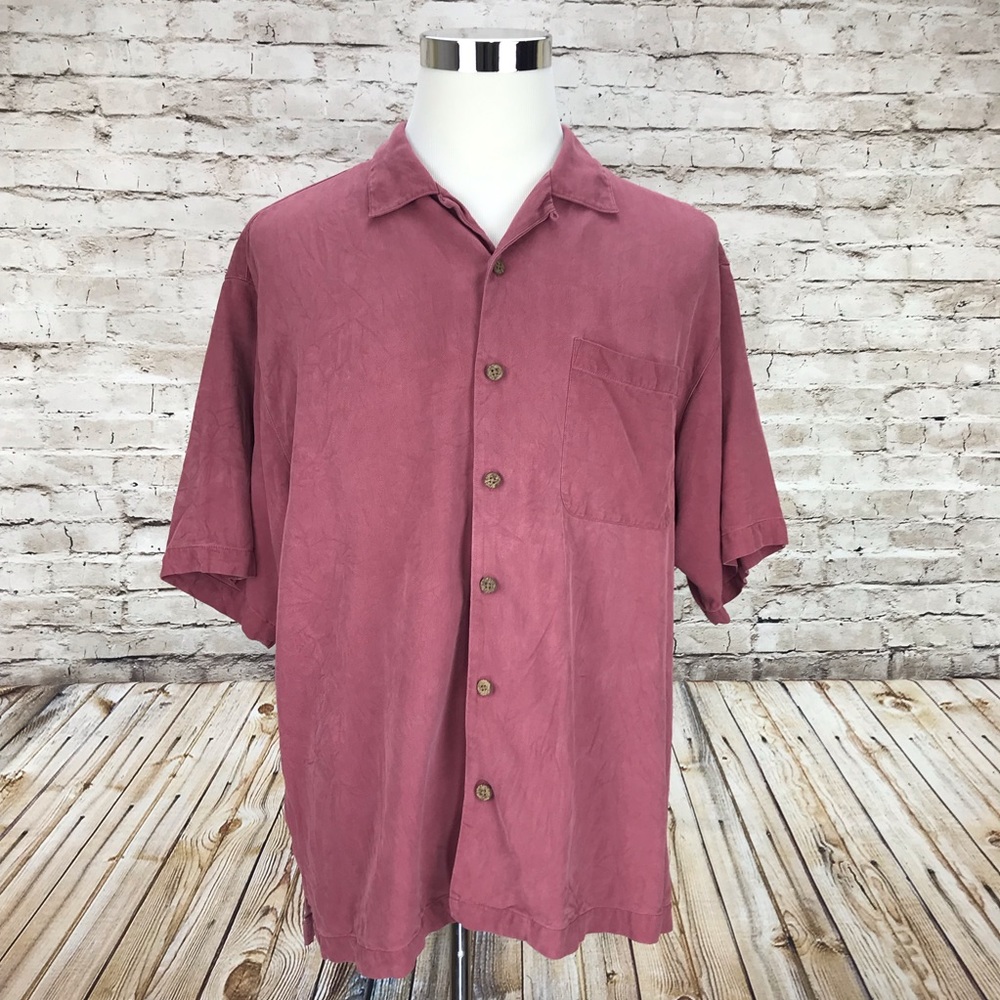 Tommy Bahama Silk Salmon Pink Button Shirt A36